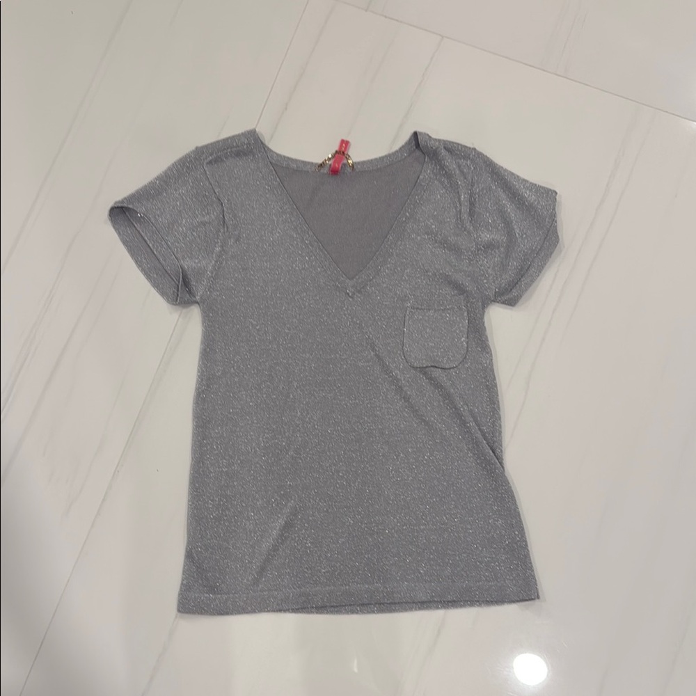 Charlotte Tarantola Silver V-Neck Top